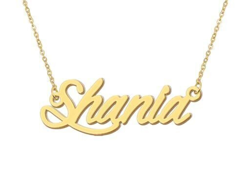 9470 Shania Pendant Name Necklace Stainless Steel 18k Gold Plated Chain